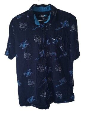 Tony Hawk Men's Skull & Rose Short Sleeve Woven Shirt